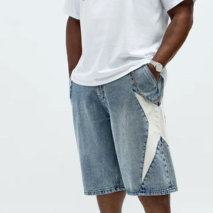 Shorts cargo en jean pour hommes, personnalisés, avec cordon de serrage, poches en maille, tricoté uni, délavé, style décontracté, fabriqués au Pakistan - Product Image 2
