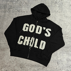 Nouveaux sweats à capuche zippés pour hommes, effet délavé à l'acide, usés, 450 g/m², effet soleil, avec strass, designs personnalisés, OEM 2026 - Product Image 2