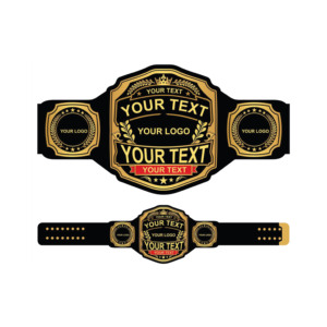 Cinturón de Campeonato de Lujo Personalizado con Logotipo, Trofeo de Ganador en Oro con Correa de Cuero PU y Placas Laterales - Product Image 1