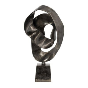 Escultura Contemporánea de Aluminio Fundido con Diseño Exclusivo, Figura Decorativa Moderna Geométrica en Dorado y Negro para Mesa - Product Image 5