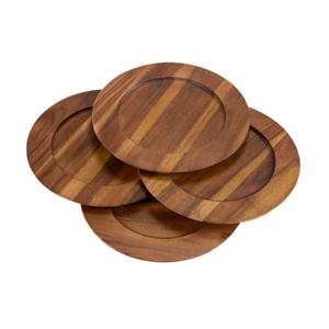 Assiette plate ronde en bois, design minimaliste fait main, couleur unie, vaisselle et assiettes, décoration de table à manger - Product Image 3