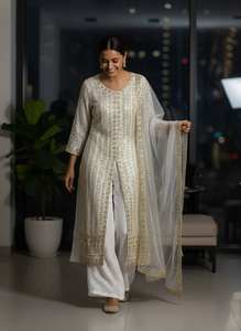 Traje Salwar Rojo de Diseñador para Mujer con Dupatta – Conjunto de Kurta Tradicional Indio para Fiestas - Product Image 4