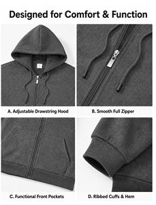 Men's Heavyweight <b>Zip</b> <b>Up</b> <b>Hoodie</b> French Terry Cotton Custom Full <b>Zip</b> <b>Hoodie</b> Oversized Blank OEM Manufacturer - Product Image 5