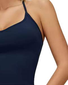 Custom Women Navy Blue Black Contrast Sports <b>Bra</b> And High Waist Leggings Set <b>Stretch</b> Yoga Fitness Gym Wear Custom OEM Wholesale - Product Image 2