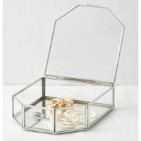 Boîte à bijoux élégante en métal et verre pour la décoration intérieure, rangement pour bagues, boucles d'oreilles, colliers, bracelets, présentoir de commode