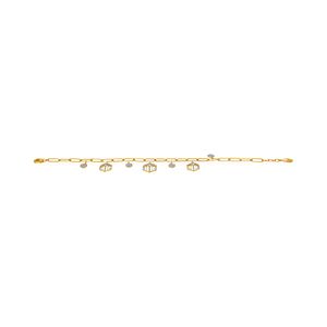 Elegante Pulsera con Dijes Geométricos de Oro Amarillo de 9K para Mujer |   Pulsera de Cadena con Eslabones de Cristal en Forma de Cubo |   Joyería de Lujo Minimalista - Product Image 2