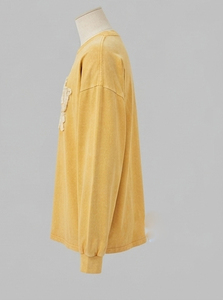 T-shirt oversize pour femme avec broderie effet vieilli, épaules tombantes, style vintage délavé à l'acide, streetwear, manches longues, effet usé - Product Image 6