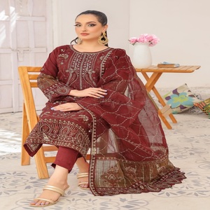 Trajes de lujo bordados indios para mujer Bin Hameed, venta al por mayor, vestidos de novia de Organza para ropa de fiesta - Product Image 4