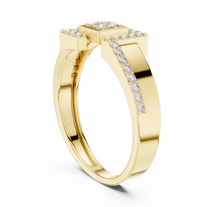 Yellow <b>Gold</b> Plated Geometric Cluster Diamond <b>Ring</b> for Women Elegant Statement <b>Cocktail</b> <b>Ring</b> Sparkling Luxury Jewelry Gift - Product Image 2