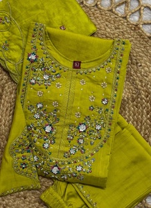 Kurti, pantalon et dupatta en soie pour femmes, d'excellente qualité, pour les mariages et les fêtes, provenant d'un fournisseur et exportateur indien. - Product Image 6