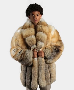 <b>Men's</b> Faux Fox Fur Overcoat Turn-down Collar Regular Sleeve Solid Color Thick <b>Long</b> Outerwear - Product Image 1