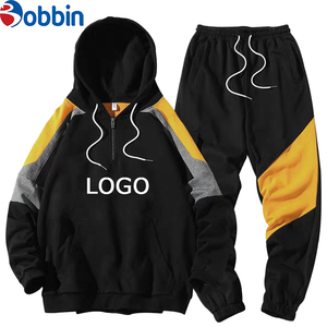 Conjunto Deportivo Personalizado para Hombre con Bloques de Color, Sudadera con Capucha, Pantalones Joggers con Cierre Frontal, Transpirable, de Poliéster y Algodón, para Otoño - Product Image 4