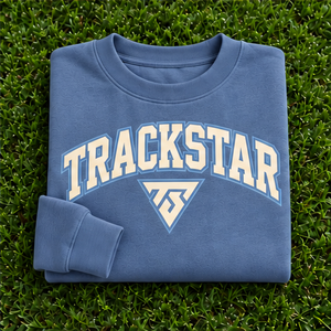 Women's Medium Blue Solid Color Varsity Letter <b>Crewneck</b> Sweatshirt Long Sleeve Custom Logo - Product Image 6