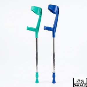 Heavy Duty Mild Steel Height Adjustable Forearm Elbow Crutch with Ergonomic Cuff and Non Slip Rubber Tip for Medical Rehab - Product Image 1