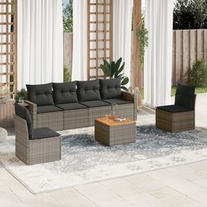 Set Divano da Giardino Grigio con Cuscini, Arredamento da Esterno dal Design Contemporaneo, Rattan Impermeabile Resistente ai Raggi UV in PE - Product Image 3