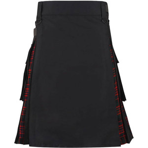 Kilts utilitaires hybrides noirs en coton et tartan Macdonald pour femmes avec sangles en cuir, kilts pour filles, best-sellers - Product Image 4