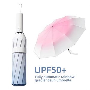 Parapluie de voyage de luxe de haute qualité, pliable, 23 pouces, imprimable, dégradé, ouverture entièrement automatique, en pongé, pour la protection contre la pluie et le soleil - Product Image 1