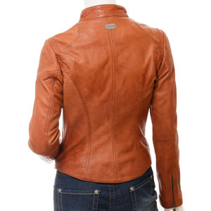 Custom Women <b>Leather</b> Biker <b>Jacket</b> <b>Real</b> <b>Leather</b> Motorcycle Outerwear Manufacturer Stand Collar Autumn Solid Color - Product Image 2