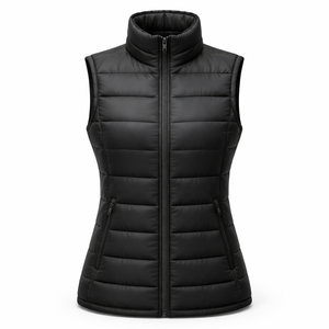 Chaleco acolchado con cuello alto y cremallera para mujer, personalizado al por mayor, para invierno |   Proveedor OEM - Product Image 1