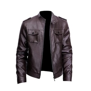 Outdoor Breathable Winter <b>Men's</b> Standing Collar Motorcycle Genuine Leather Streetwear <b>Jacket</b> with <b>Sherpa</b> Lining - Product Image 3