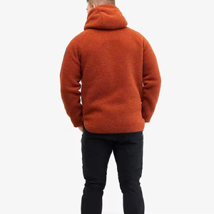 Regular Fit <b>Men's</b> Hooded Fleece Jacket Solid Color Winter Casual Digital Printing Waterproof Breathable <b>Orange</b> Sherpa <b>Hoodie</b> - Product Image 3
