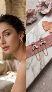 Boucles d'oreilles en or rose massif 14 carats avec diamants ronds taille brillant certifiés IGI, bijoux de luxe pour femmes, bijoux de mariage - Product Image 4