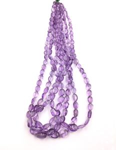 Cuentas ovaladas lisas de amatista natural para la elaboración de joyería fina, collar de piedras preciosas - Product Image 1