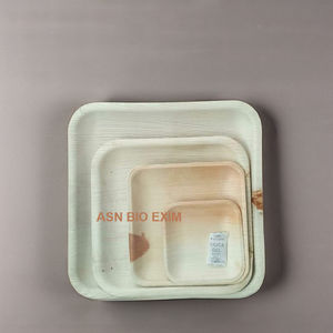 Platos de hojas de bambú biodegradables cuadrados y redondos, kits de suministros desechables ecológicos para fiestas, aptos para microondas y horno - Product Image 3