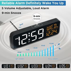 Large Display Digital Alarm Clock for Bedrooms and Office Dimmable 5 Dimmers Date Day Week Desk Table Clocks for Living Room - Product Image 1