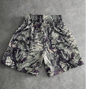 Shorts décontractés pour hommes à imprimé camouflage, taille mi-haute, séchage rapide, avec logo orange sur le devant, double taille, durables - Product Image 2