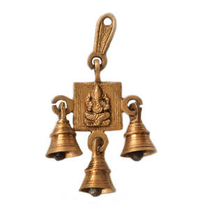ทำด้วยมือแขวนพระพิฆเนศขนาด6นิ้วระฆังทองเหลืองสำหรับตกแต่งบ้านและให้เป็นของขวัญในอินเดีย - Product Image 1