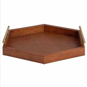 Plateau en bois de luxe avec poignées métalliques, élégant accessoire de service et de décoration intérieure - Product Image 4