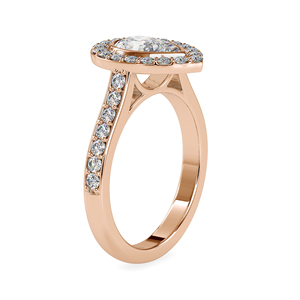 Bague de fiançailles en moissanite taille poire, monture pavée en or rose, alliance romantique pour femme, bijou en forme de goutte d'eau - Product Image 4