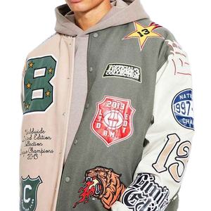 แจ็คเก็ตหนังสไตล์วาร์ซิตี้ลำลองสำหรับผู้ชายแบบใหม่ OEM ผลิตตามสั่ง แจ็คเก็ตบอมเบอร์สไตล์มหาวิทยาลัยสำหรับผู้ชาย - Product Image 4