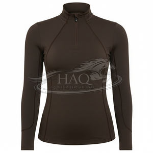 Haut d'équitation respirant pour femme à manches longues en maille, couche de base anti-humidité pour l'équitation, vêtement d'entraînement personnalisé - Product Image 1