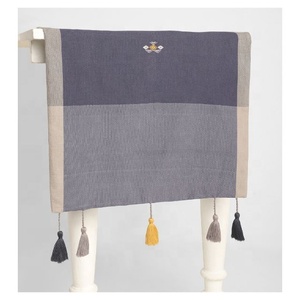 100% Organic Cotton GOTS Certificate Wedding Party Banquet Hotel Outdoor Indoor Home Decorative Light And Dark Grey <b>Table</b> <b>Runner</b> - Product Image 1