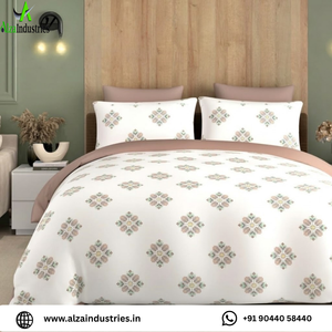 Soft Cotton BedSheet Set Super King 120x120* | Neutral Floral Motif Print <b>Comfort</b> Bedding with 2 Pillowcases Breathable Fabric - Product Image 2