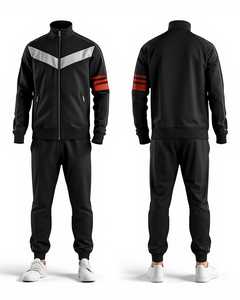 Conjunto Deportivo para Hombre, Color Sólido, Cierre Completo, Cuello Alto, Pantalones Joggers, Transpirable, Informal, Otoño, Corte Regular, Material Poliéster - Product Image 4