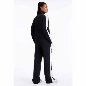 <b>Women's</b> Black <b>White</b> Stripe Tracksuit Set Full Sleeve Fleece Sporty Loose Fit 2 Piece All Seasons <b>Joggers</b> Sweatshirt - Product Image 4