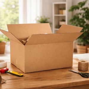 Boîte d'emballage en carton ondulé en papier kraft uni |   Carton en carton durable pour l'expédition, le stockage et l'emballage alimentaire, impression personnalisée disponible - Product Image 1