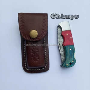 Cuchillo Plegable Personalizado de Acero de Damasco Hecho a Mano con Mango de Madera, Garantía de 3 Años, Cuchillo de Bolsillo Multifuncional Táctico para Camping - Product Image 6