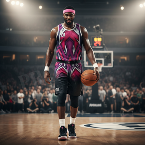 Ensemble uniforme de basketball personnalisé grande taille avec motif imprimé, maillot et short sublimés, tissu à séchage rapide pour l'entraînement et les matchs - Product Image 3