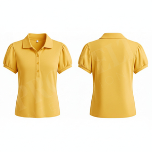 <b>Women's</b> Black Short Sleeve Polo Shirt Solid Color Knitted Casual <b>Top</b> Regular Length - Product Image 5