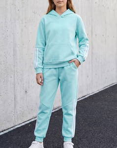 Mint Green Women's Fleece Hoodie Jogger Set Solid Color Two-Piece Tracksuit Casual for Outfit Breathable Eco-Friendly Winter - Product Image 2