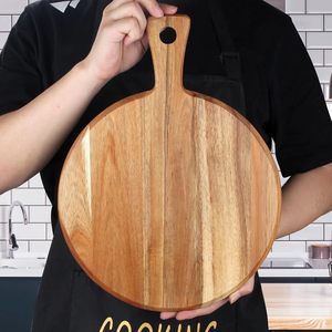 Planche à pizza ronde en bois d'acacia, planche à découper en bois naturel, plateau de service pour la maison, les restaurants, vente en gros - Product Image 5