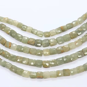Perles facettées en œil de chat vert naturel AAA, 7-8 mm, perles en pierre gemme œil de chat, brin de 8 pouces, perles facettées en forme de chewing-gum - Product Image 1