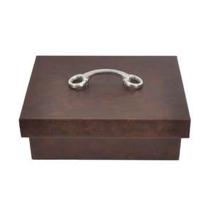 Luxury <b>Brown</b> <b>Box</b> With Silver Horse Bit Handle Decorative <b>Storage</b> Boxes & Bins Latest Arrival Genuine Leather Gift <b>Box</b> Customize - Product Image 1