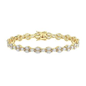 สร้อยข้อมือเพชรทรงมาร์คีส์สำหรับผู้หญิง ทองคำแท้ 24K ประดับแบบกรงเล็บ ดีไซน์หรูหรา รูปทรงเรขาคณิต เหมาะสำหรับใส่ทุกวัน - Product Image 1