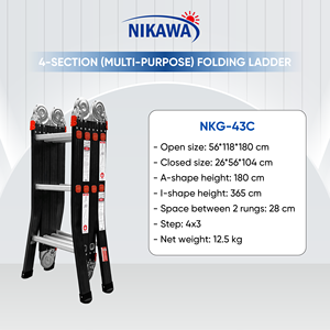 EN131 VIETLADDERS 4-Section Multi-Purpose Industrial Ladder NVLG-45 Aluminum Alloy <b>12</b> Steps 365cm Extended Height 300 Lbs - Product Image 1