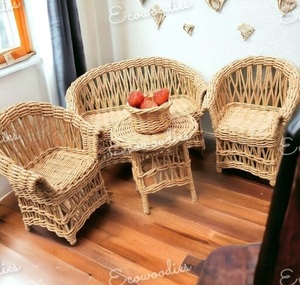 Wicker mía mây tre Sofa ghế Ottoman nhà hàng thiết lập ngoài trời Vườn phòng khách sofa - Product Image 2